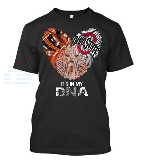 Bengals Ohio State Fingerprint Heart It's In My Dna T-Shirt