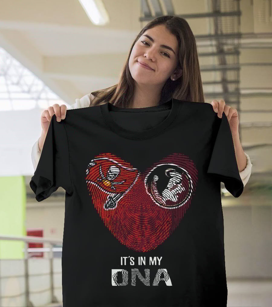 Buccaneers Seminoles Heart Fingerprint It's In My Dna T-Shirt