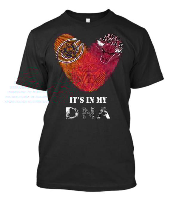 Chicago Bears Bulls Fingerprint Heart It's In My DNA T-Shirt