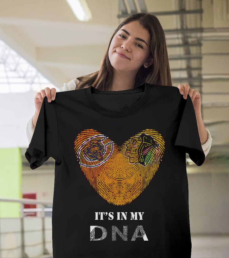 Chicago Bears Blackhawks It's In My Dna Fingerprint Heart T-Shirt