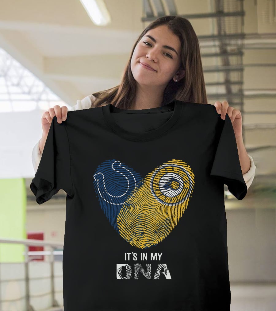 Colts Pacers It's In My Dna Heart Fingerprint Pride Indianapolis Fan T-Shirt