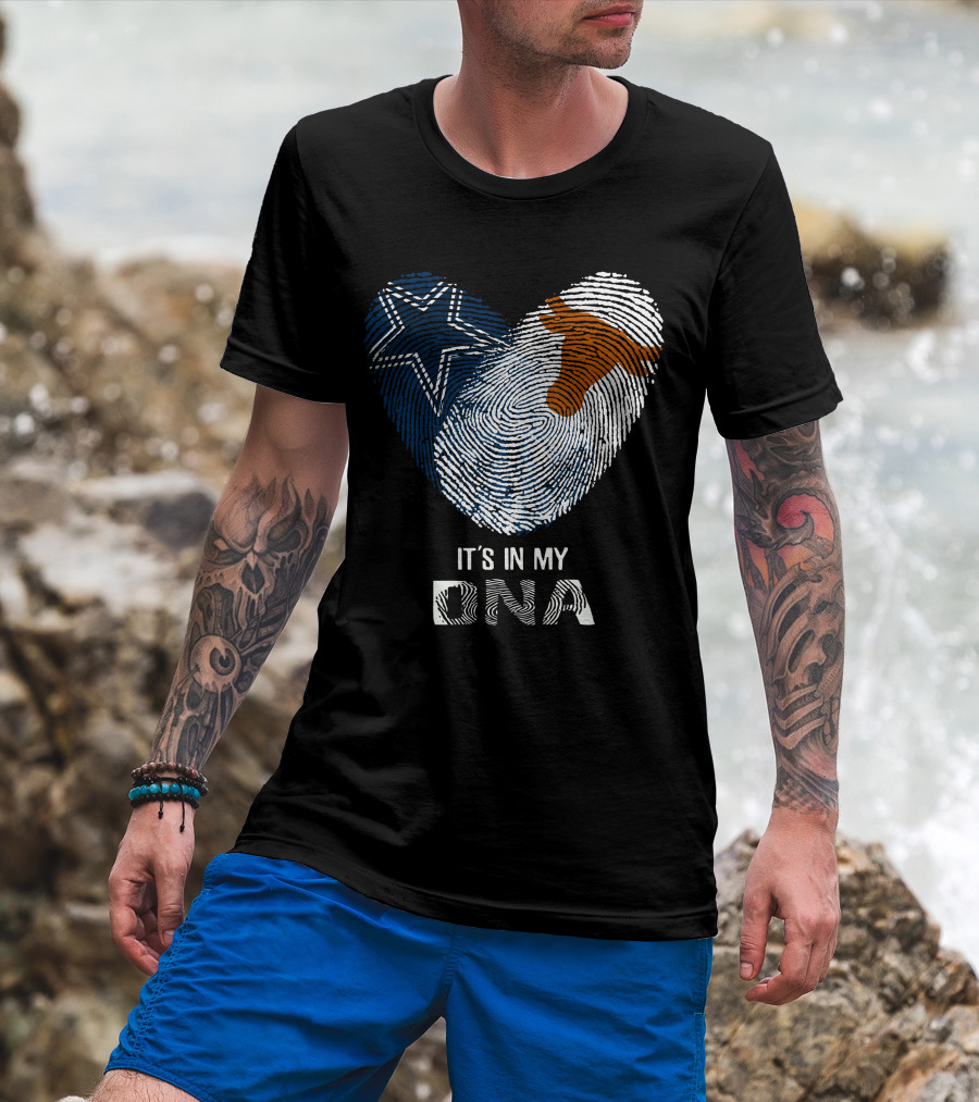 Cowboys Longhorns It's In My DNA Fingerprint Heart T-Shirt