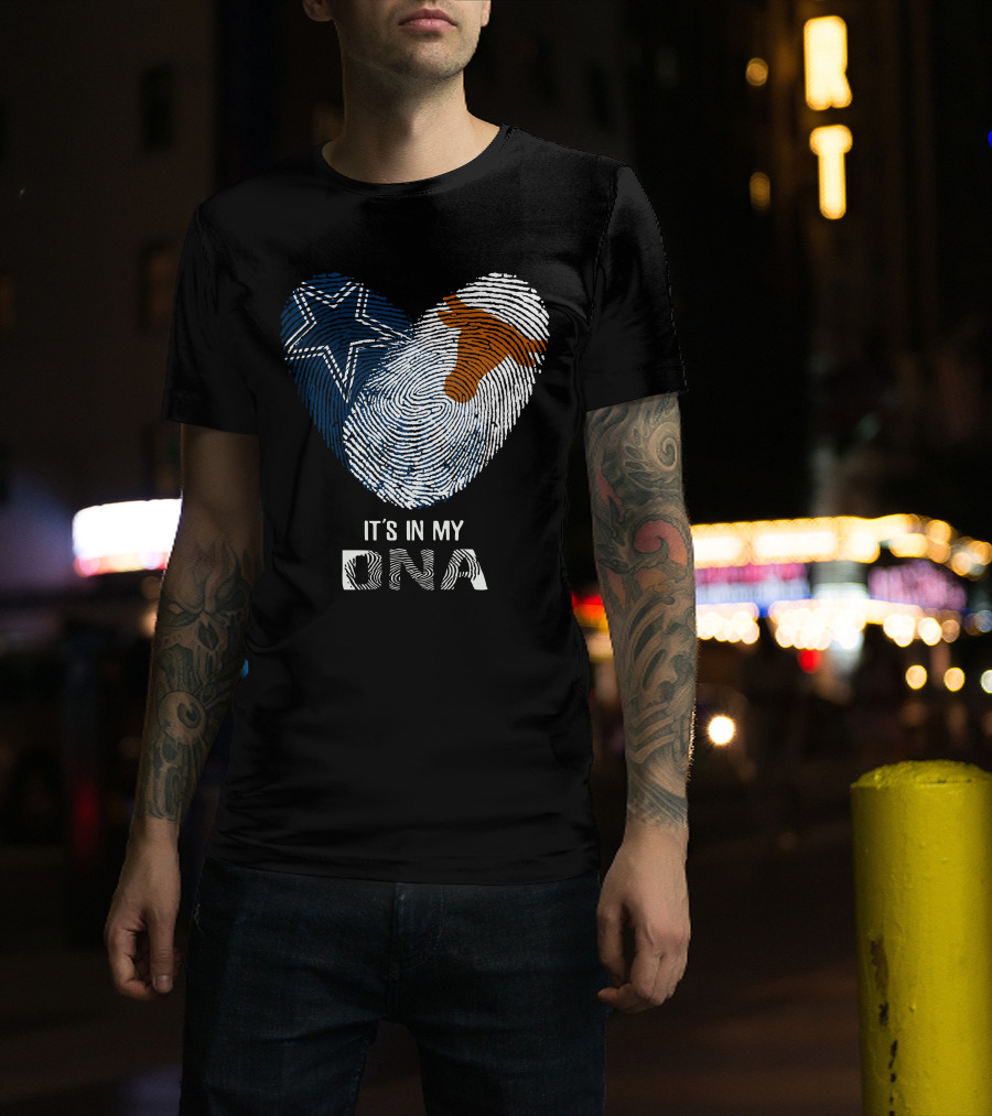 Cowboys Longhorns It's In My DNA Fingerprint Heart T-Shirt