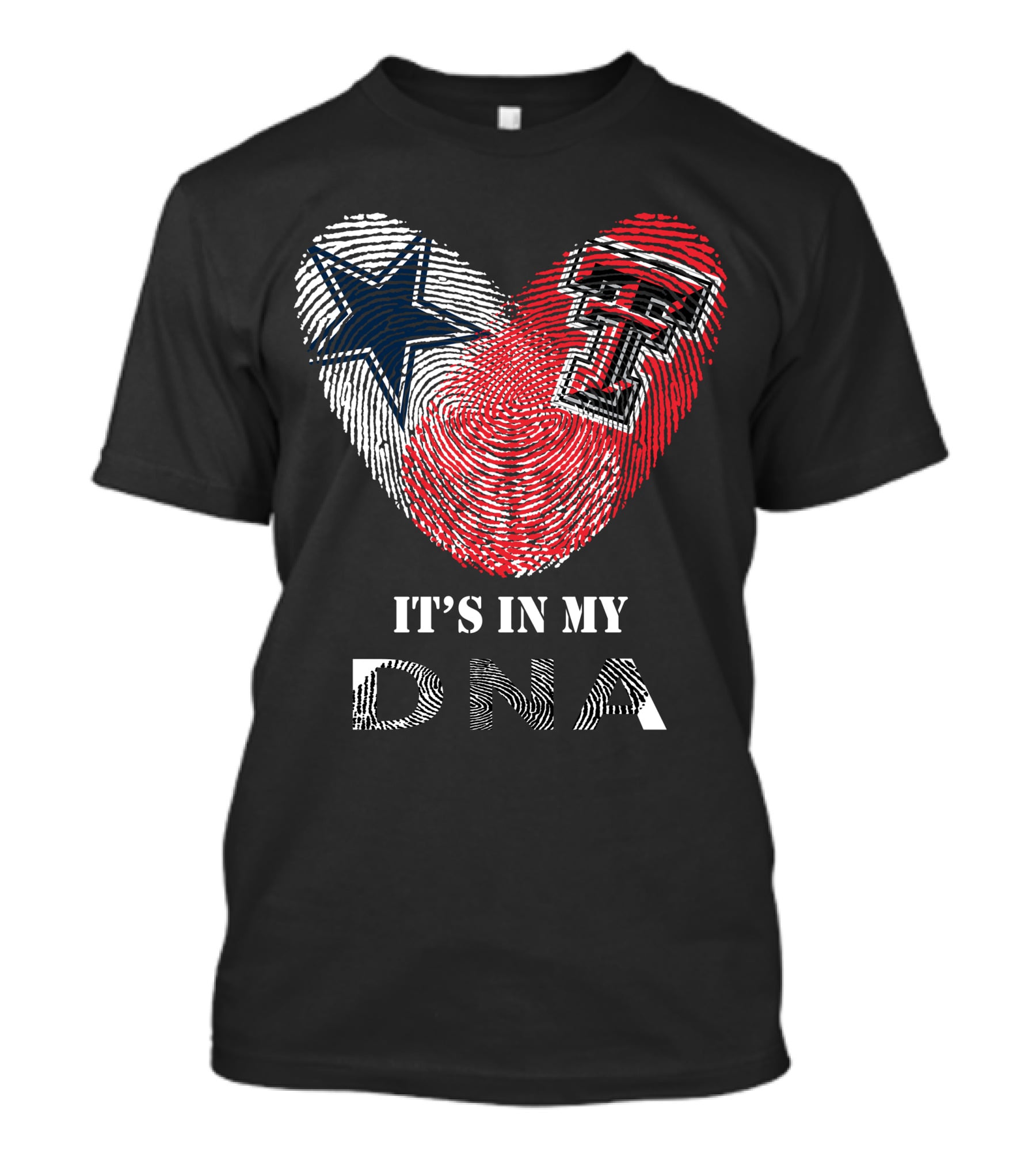 Cowboys Texas Tech Fingerprint Heart It's In My Dna T-Shirt
