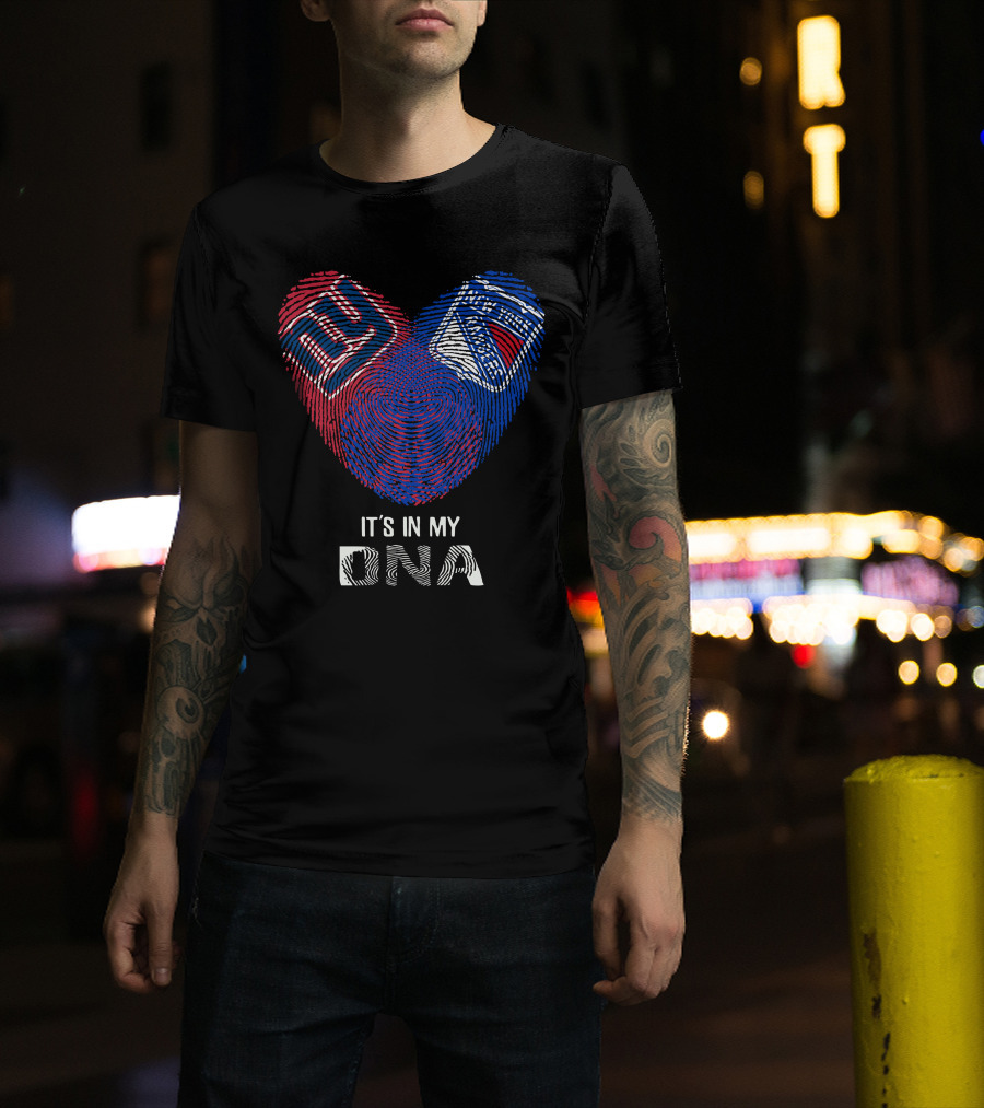 Giants Rangers It's In My DNA Heart Fingerprint T-Shirt