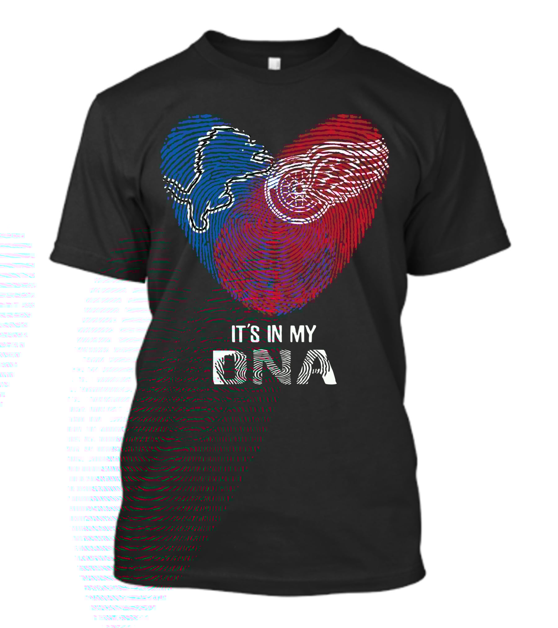 Lions Red Wings Heart Shaped Dna Fingerprint It's In My Dna T-Shirt