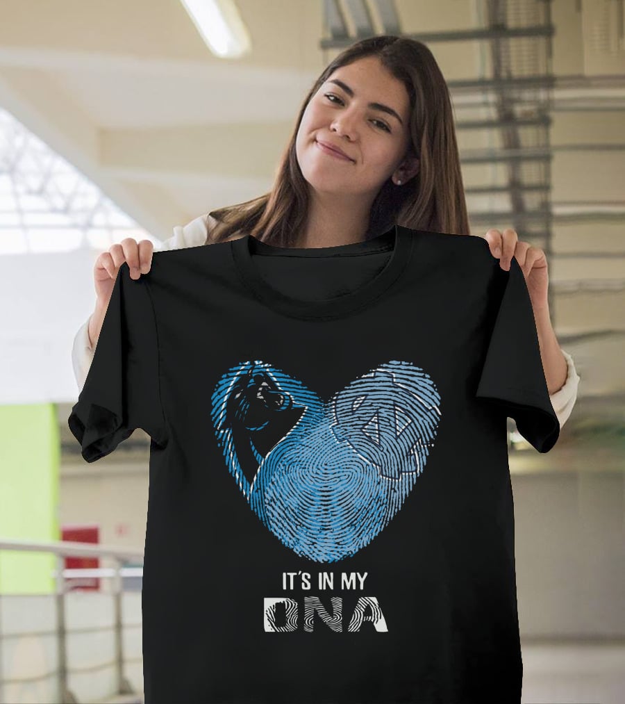 Panthers Tar Heels It's In My DNA Fingerprint Heart T-Shirt