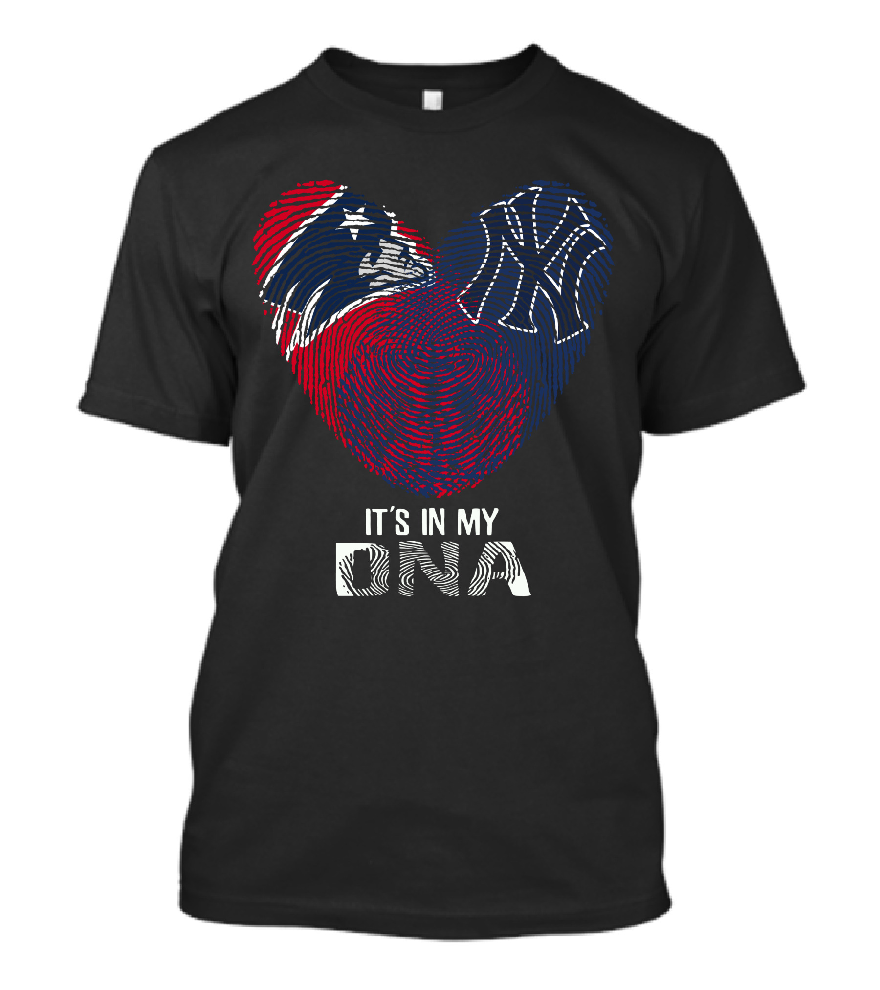Patriots Yankees It's In My DNA Fingerprint Heart T-Shirt