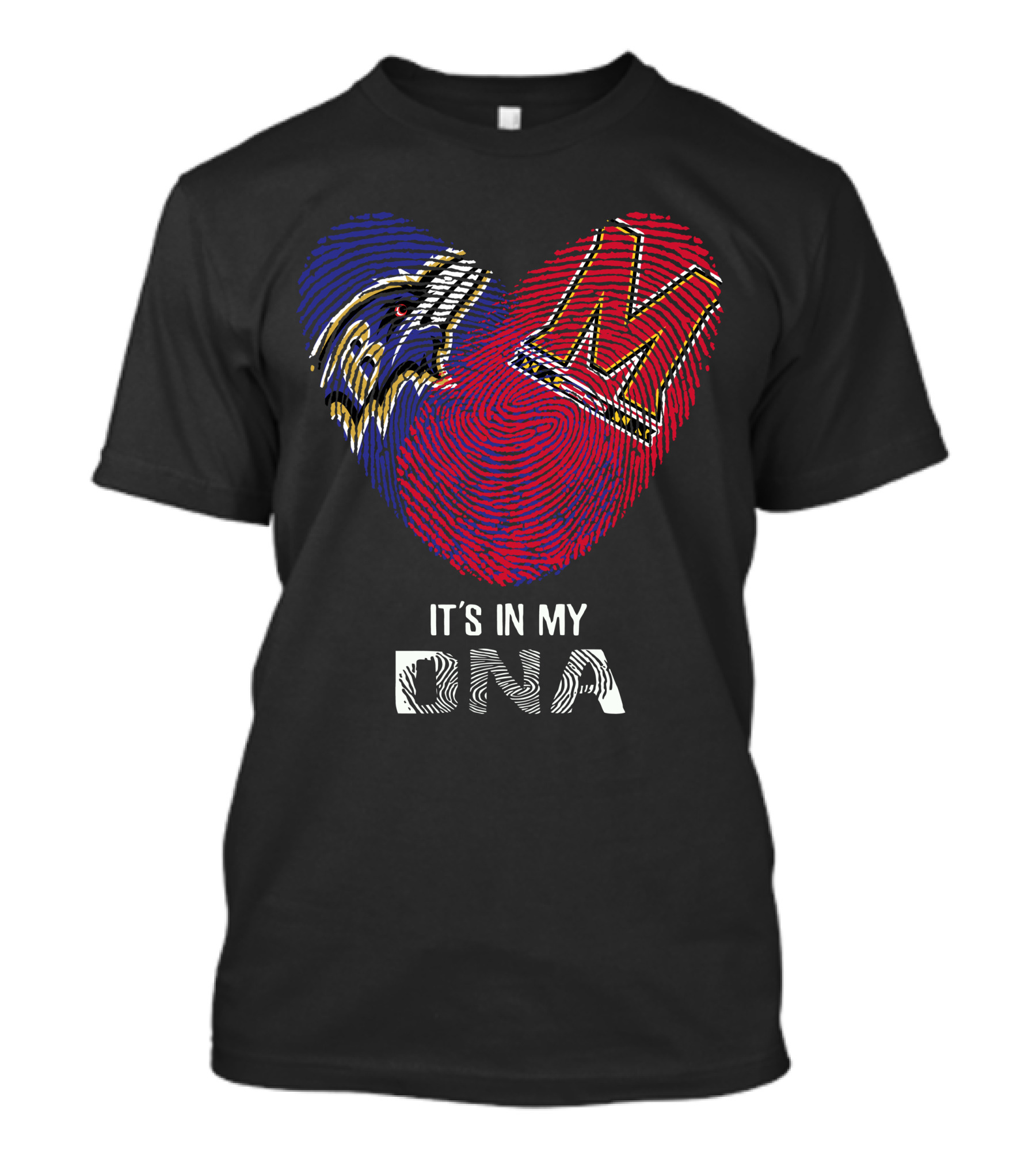 Ravens Maryland Terrapins Heart-Shaped Fingerprint It's In My DNA T-Shirt