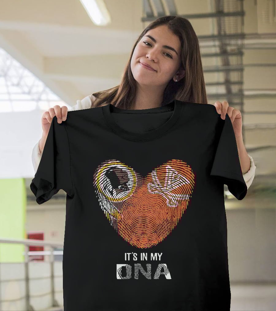 Redskins Cavaliers It's In My Dna Heart Fingerprint T-Shirt