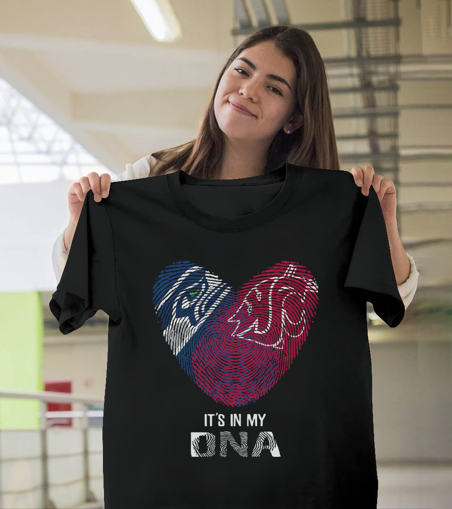 Seahawks Washington State It's In My DNA Heart Fingerprint T-Shirt