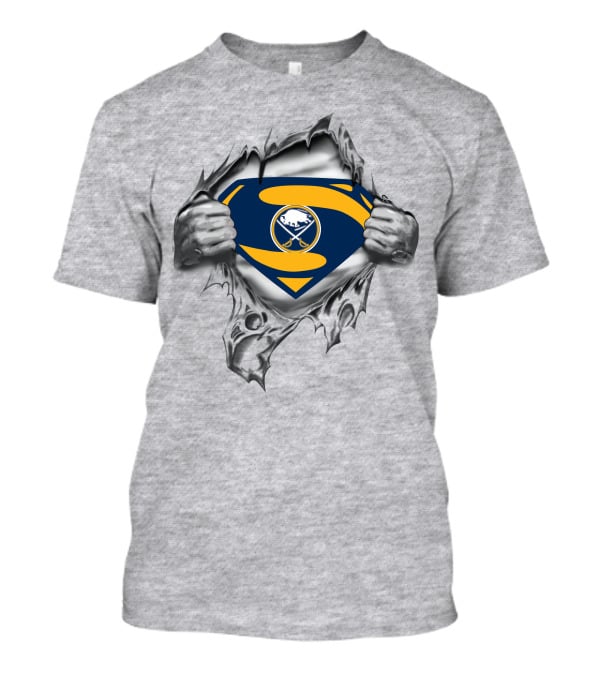 Buffalo Sabres Superman Emblem Ripped Chest T-Shirt