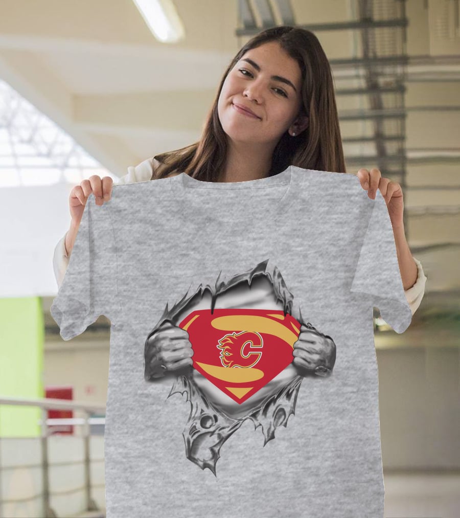 Calgary Flames Superman Logo Crossover T-Shirt
