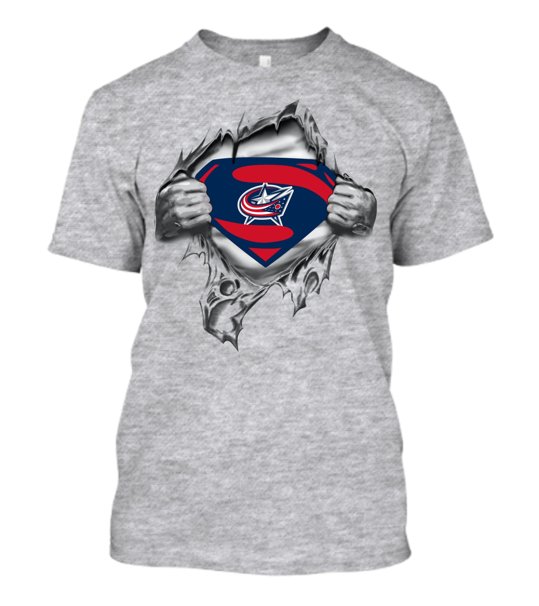 Columbus Blue Jackets Superman Emblem Tear T-Shirt