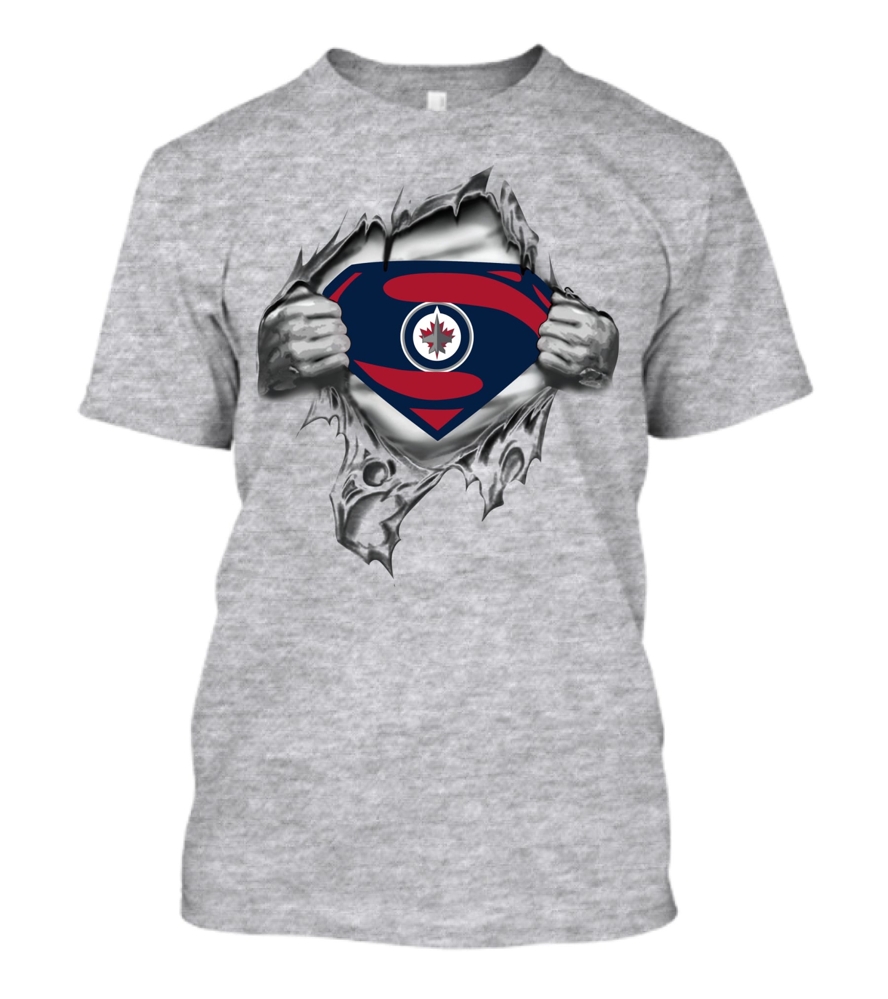 Winnipeg Jets Superman Logo Rip T-Shirt