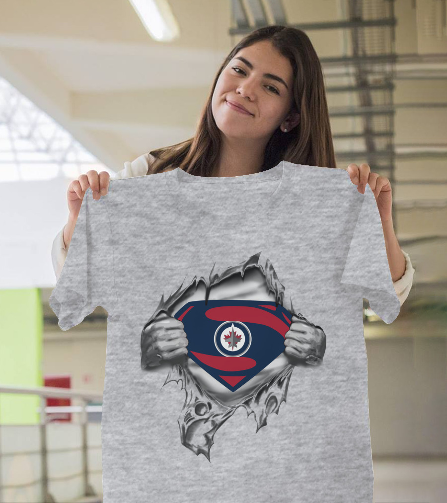 Winnipeg Jets Superman Logo Rip T-Shirt