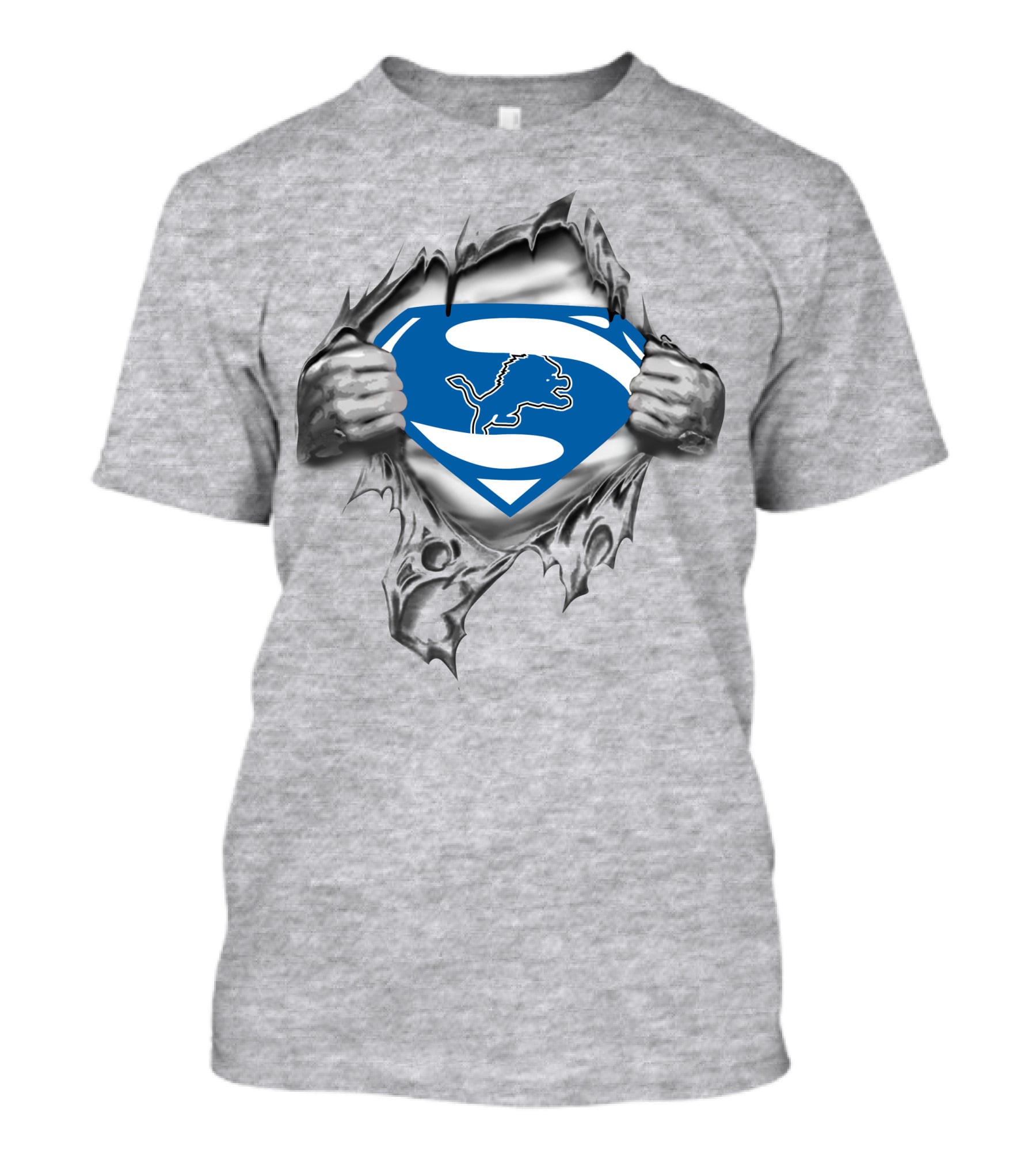 Superman Detroit Lions Rip Chest T-Shirt