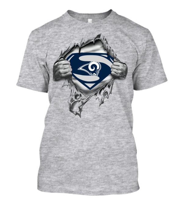 Los Angeles Rams Superman Logo Breaking Through T-Shirt