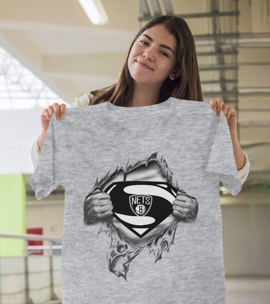 Brooklyn Nets Superman Logo Emblem Man Of Steel Rip T-Shirt