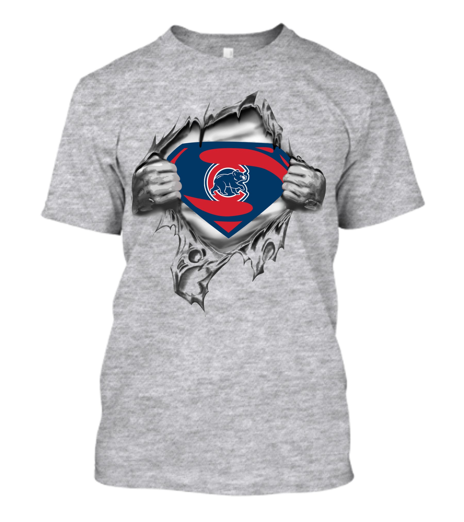 Cubs Superman Baseball Logo Rip T-Shirt