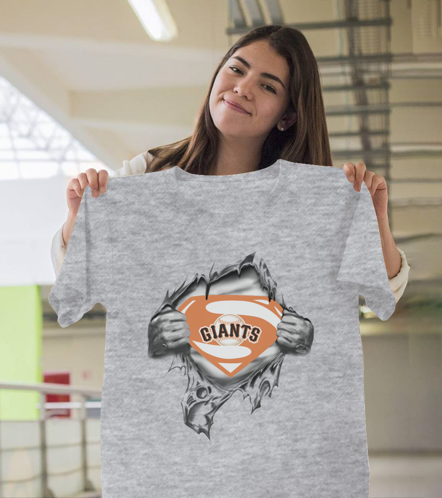 Giants Logo Inside Superman Suit Baseball T-Shirt