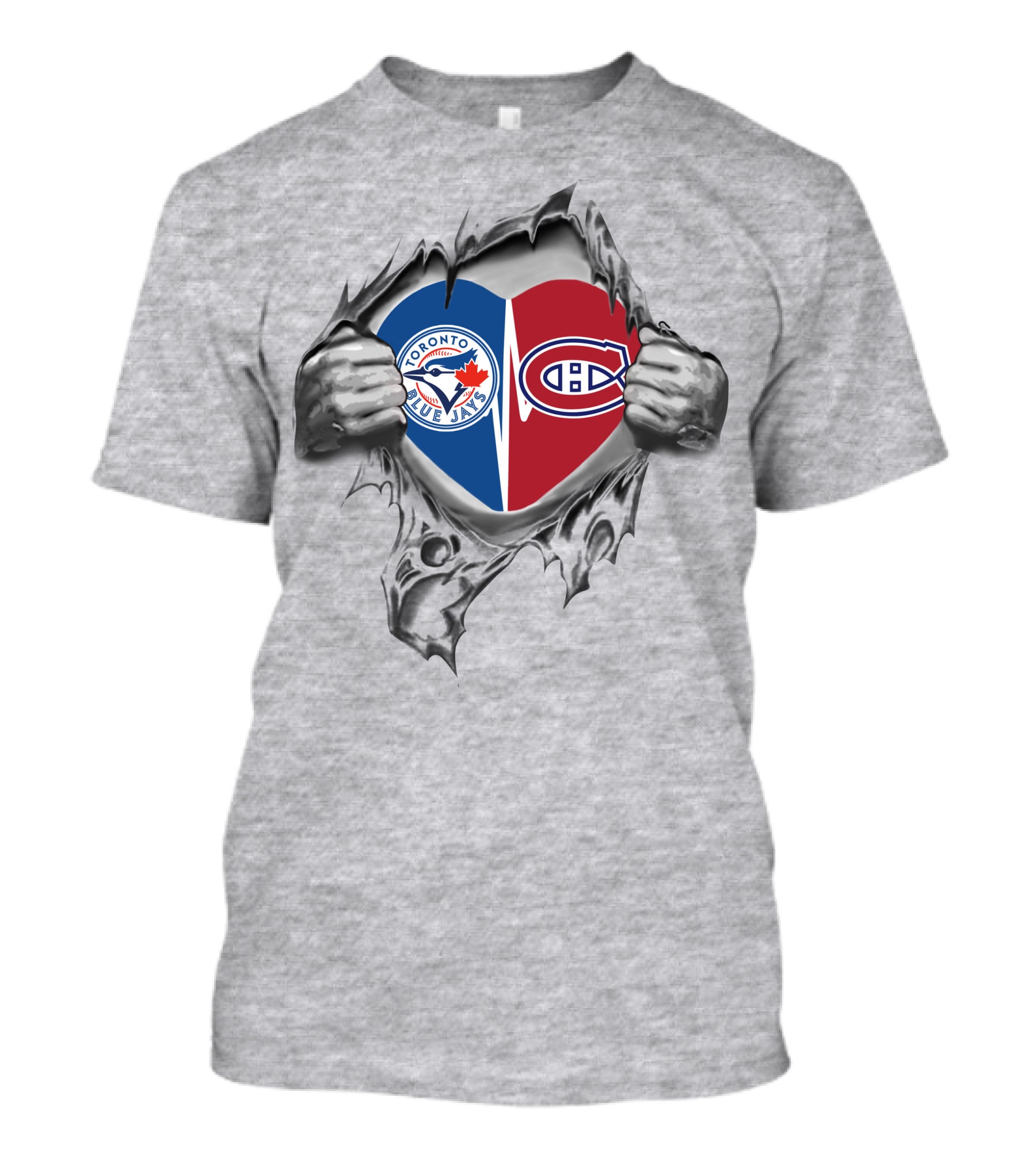 Blue Jays Canadiens Heart Toronto Montreal Sports Passion T-Shirt