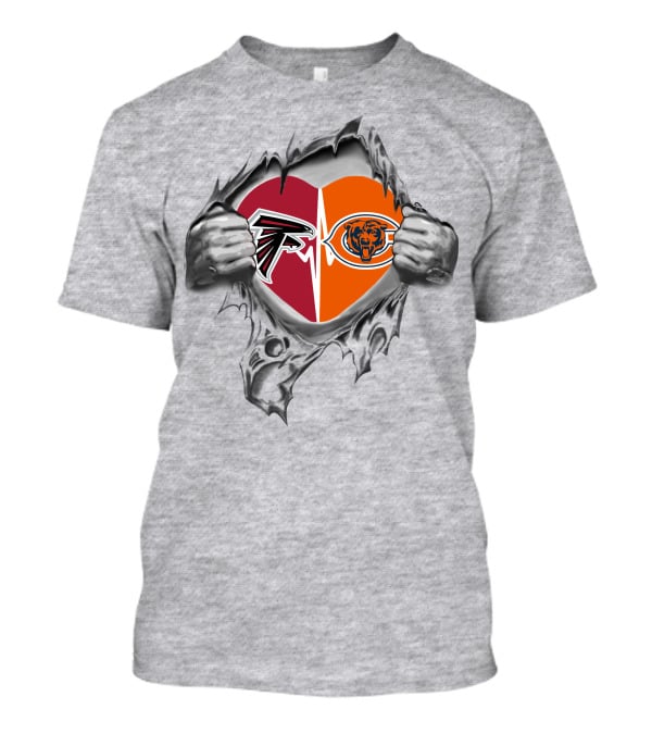 Falcons Bears Heart Logo Split T-Shirt