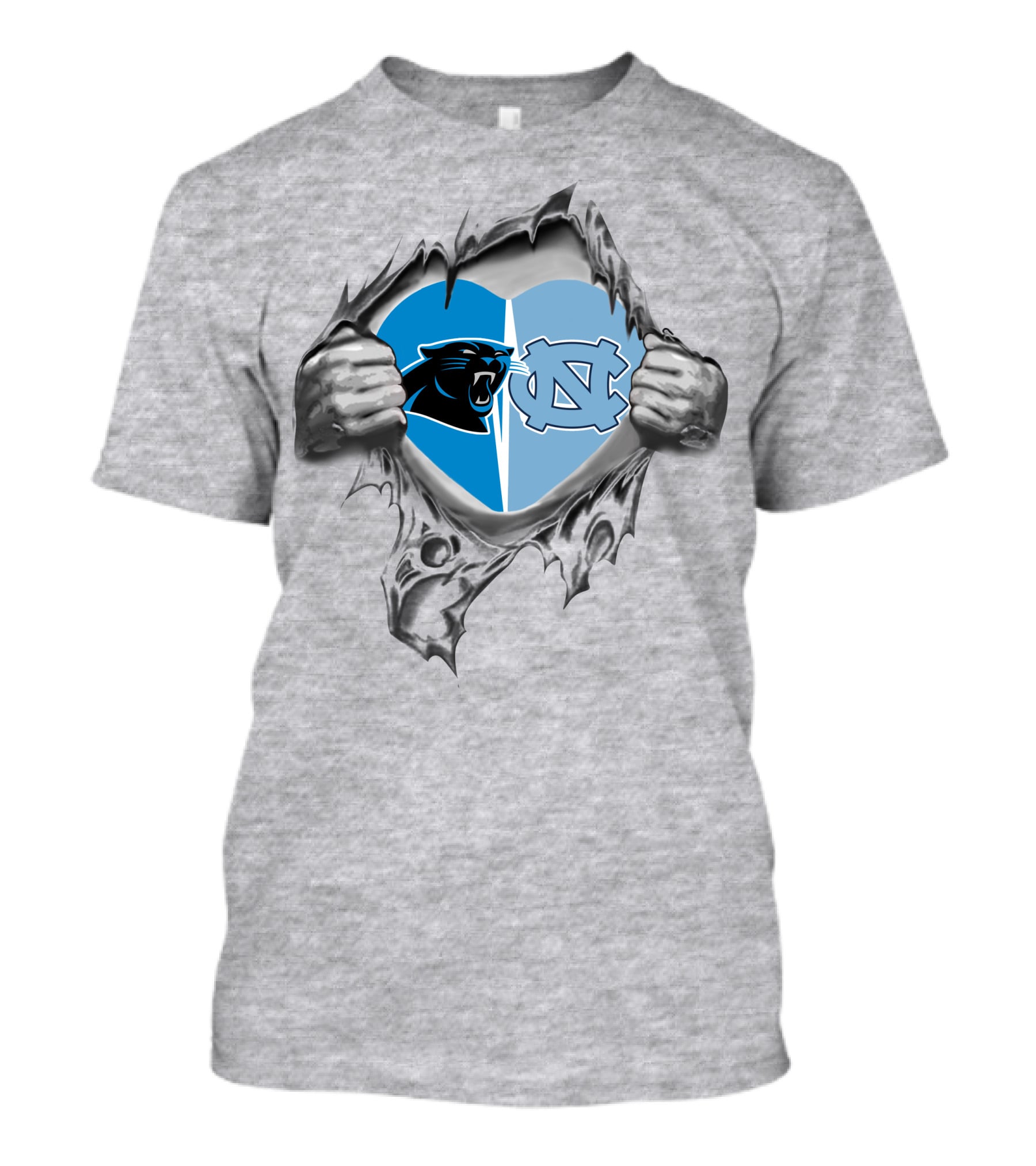 Carolina Panthers And North Carolina Tar Heels Heart T-Shirt