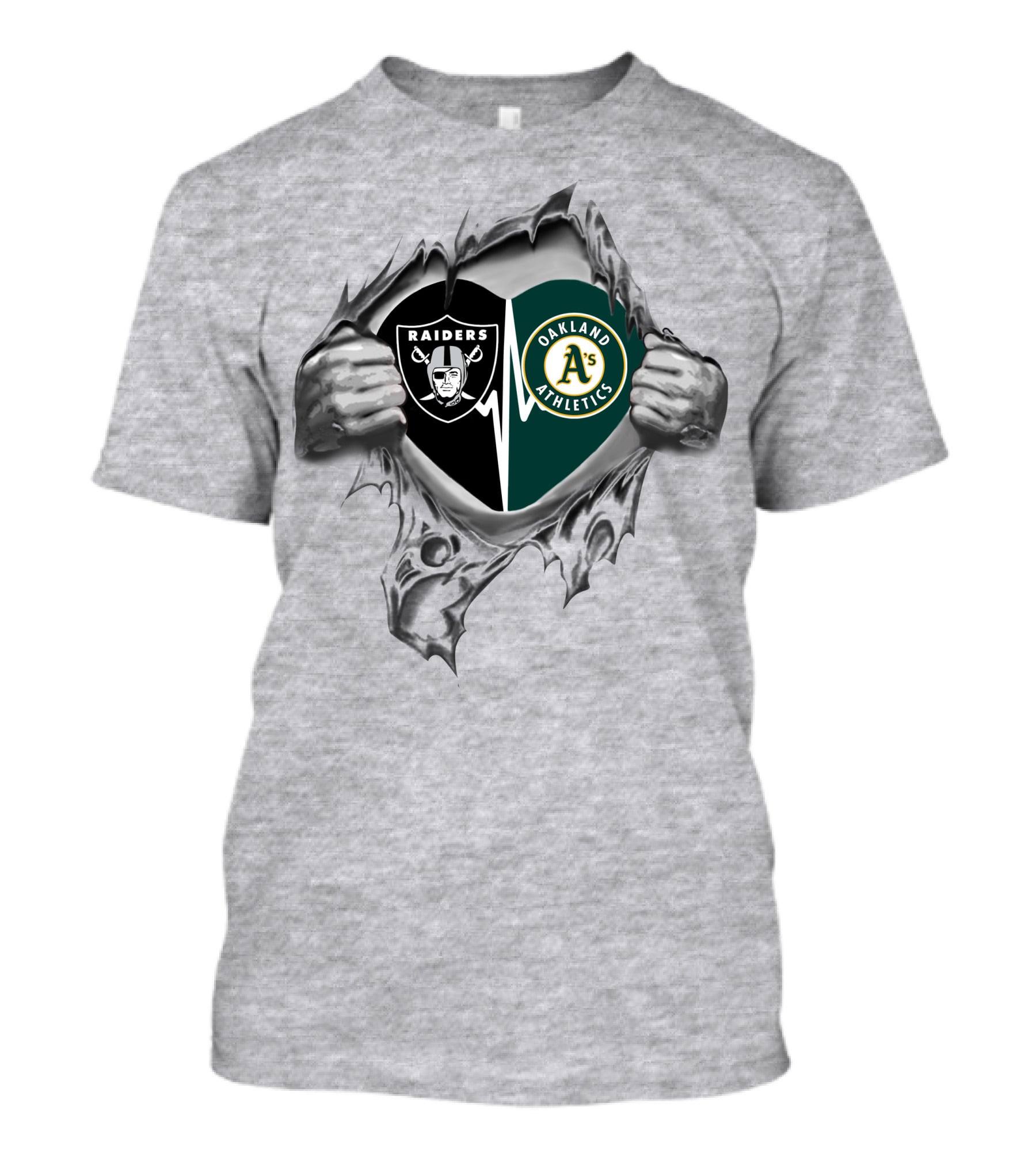Raiders Oakland Athletics Heart Torn T-Shirt