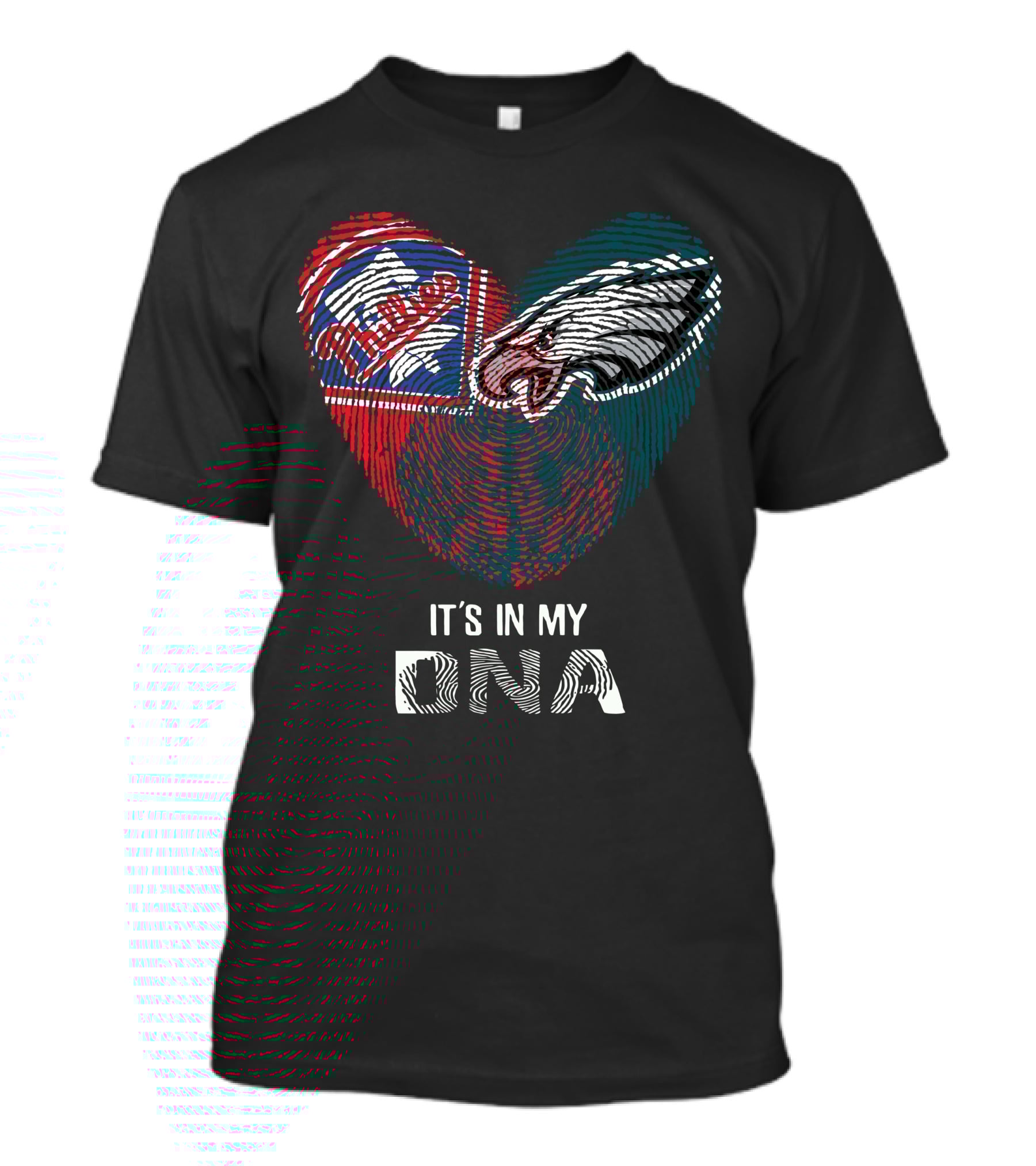 Eagles Phillies Heart Shaped Fingerprint It's In My DNA T-Shirt