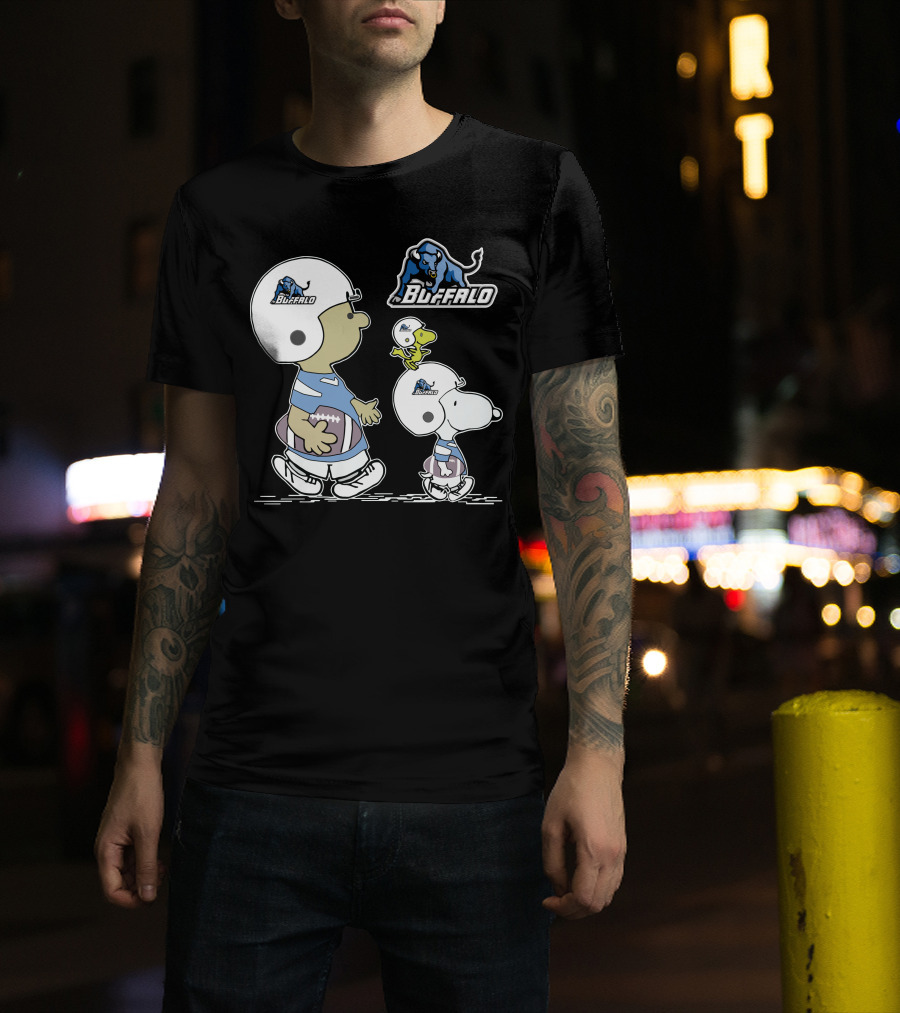Buffalo Snoopy Peanuts Football Players With Helmets And Football T-Shirt