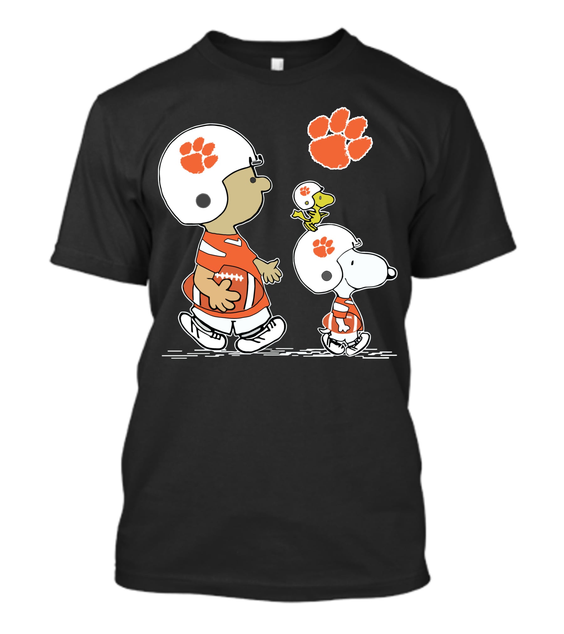 Clemson Tigers Snoopy Woodstock Peanuts Football Character Collaboration T-Shirt