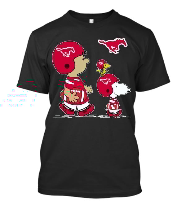 SMU Mustangs Snoopy Peanuts Football Team Spirit T-Shirt