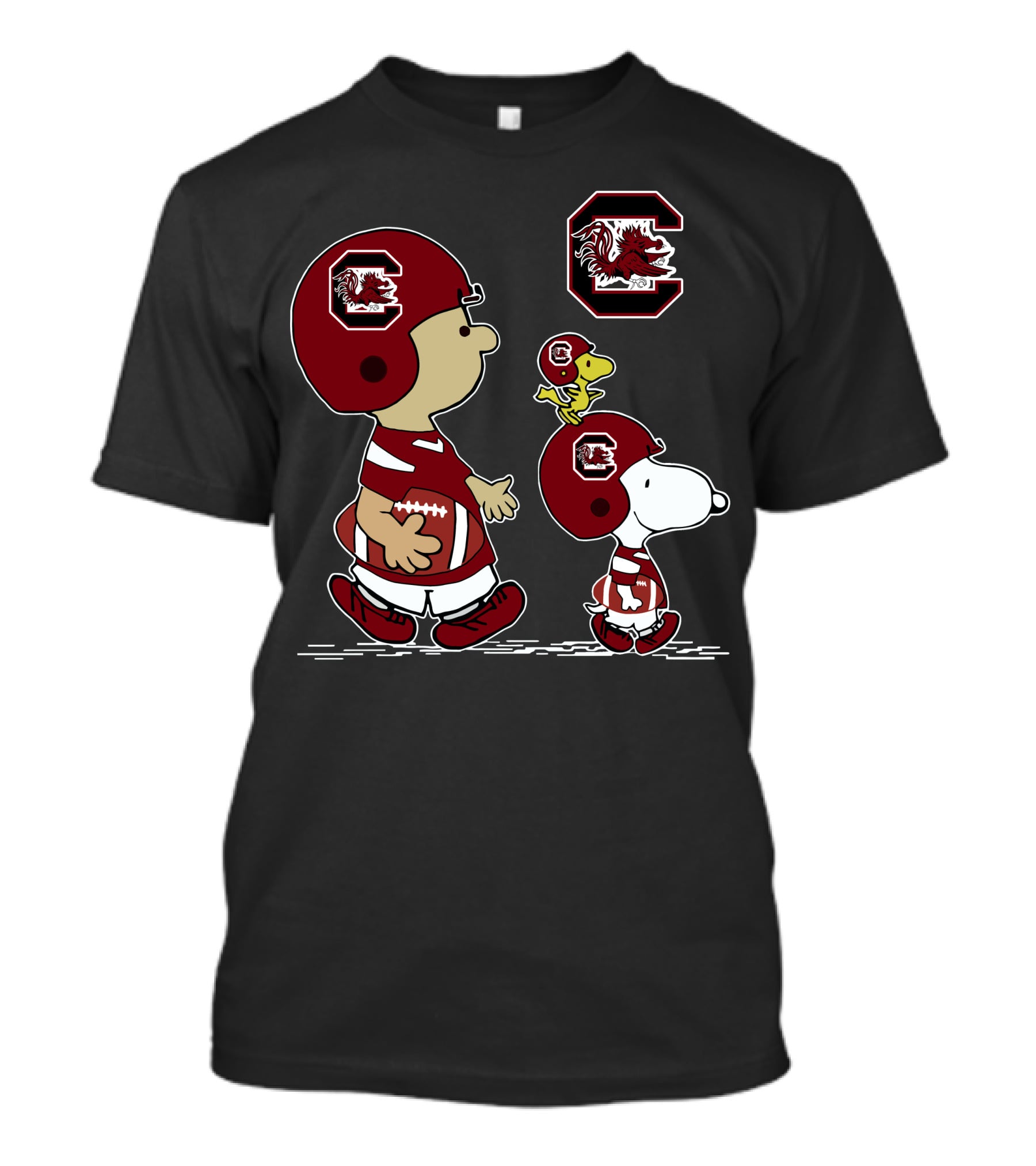 South Carolina Gamecocks Charlie Brown Snoopy Woodstock Football T-Shirt