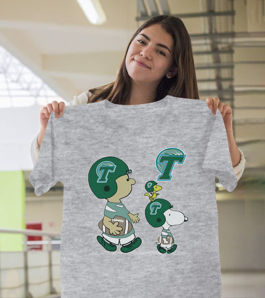 Tulane Football Snoopy and Woodstock Peanuts Characters T-Shirt