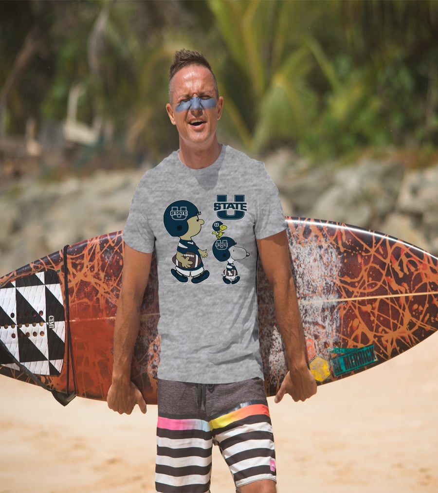 Utah State Football Snoopy And Woodstock Peanuts Characters T-Shirt