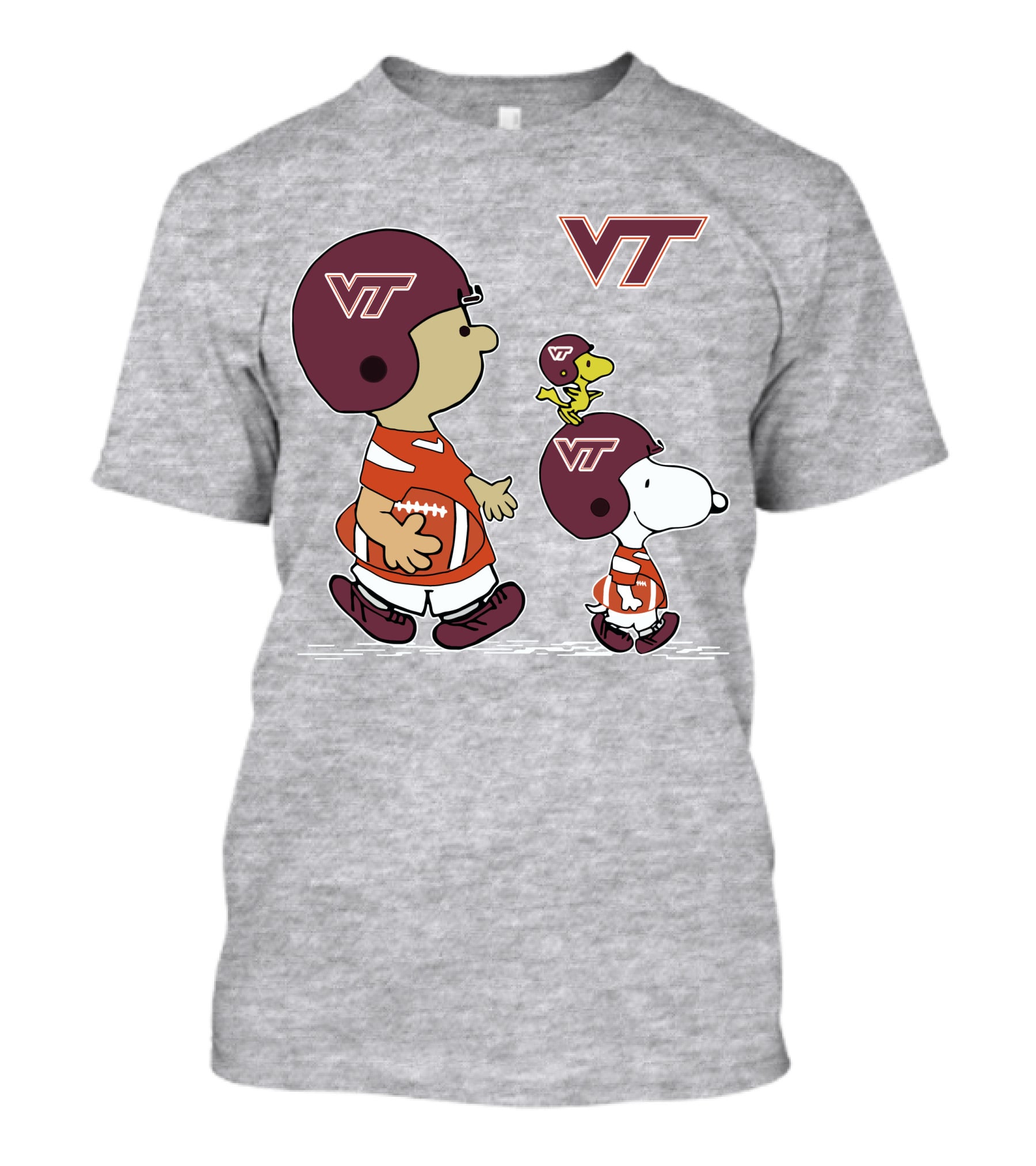 Virginia Tech Hokies VT Football Snoopy And Woodstock Peanuts Characters T-Shirt