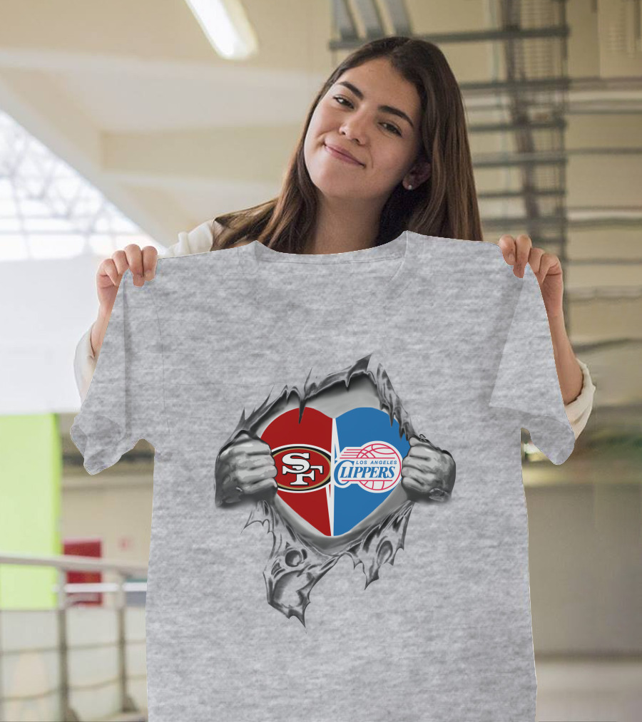 SF 49Ers Los Angeles Clippers Heart T-Shirt