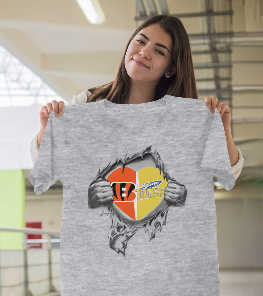Bengals Toledo Rockets Heart Logo Dual T-Shirt