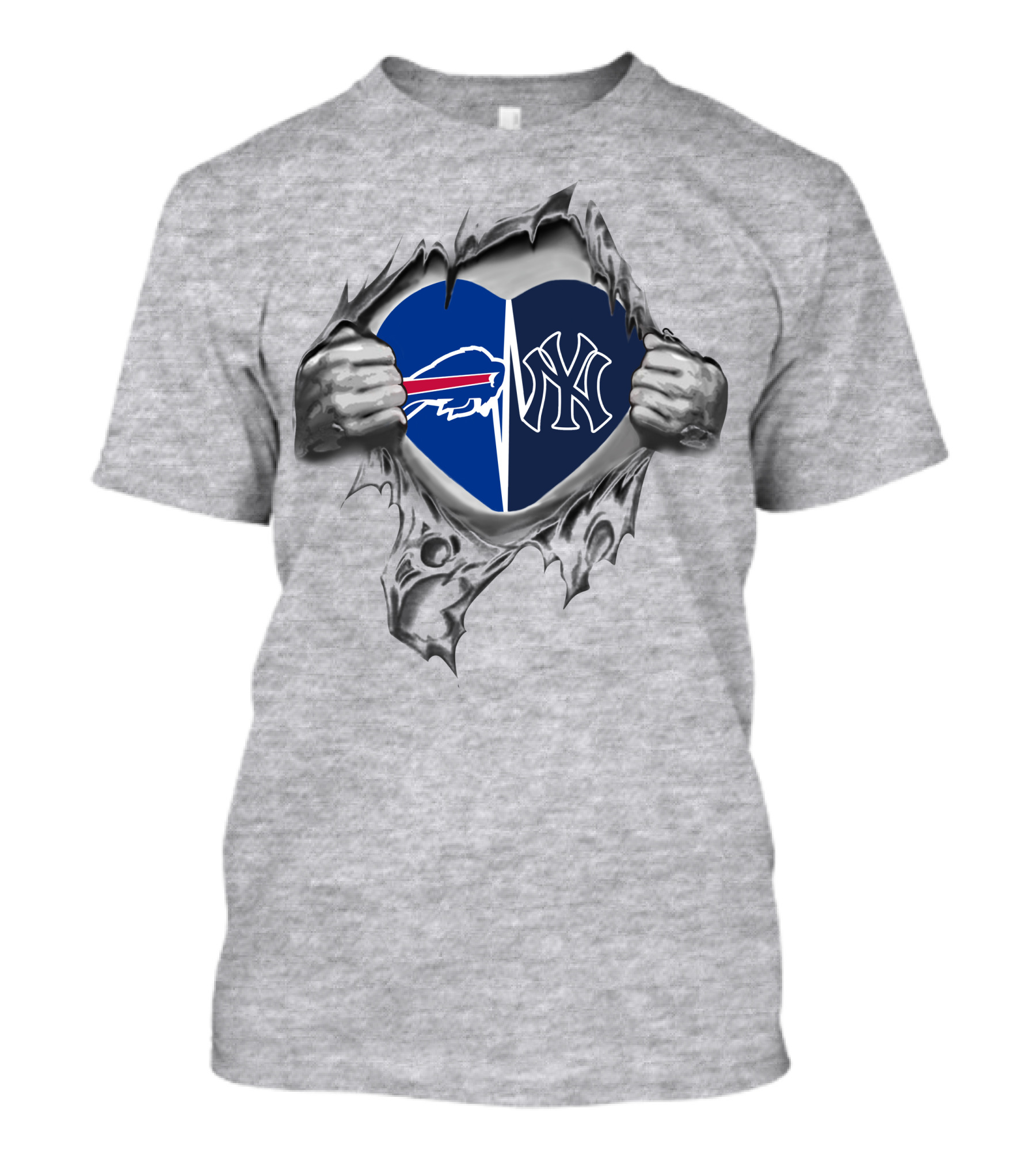 Buffalo Bills New York Yankees Heart Logo Combination T-Shirt