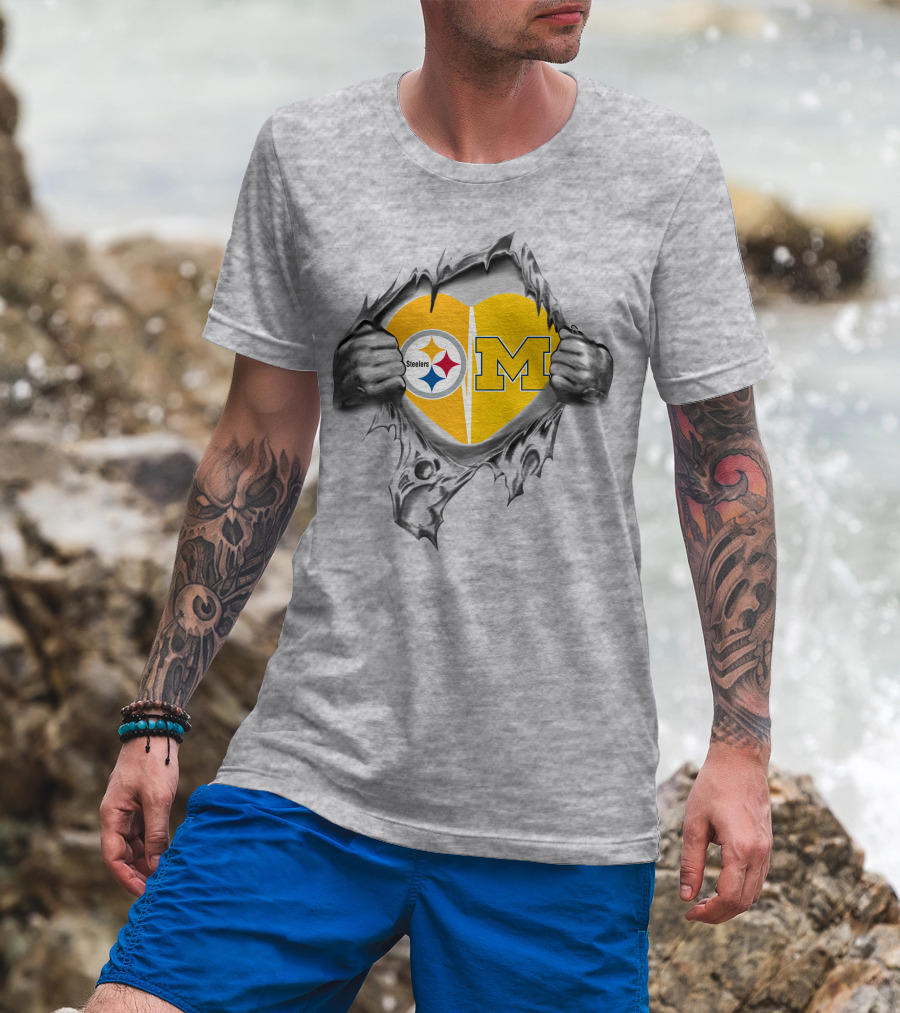 Steelers Heart Michigan Split T-Shirt