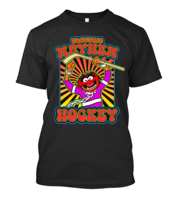 Electric Mayhem Hockey Muppets Animal With Hockey Stick T-Shirt