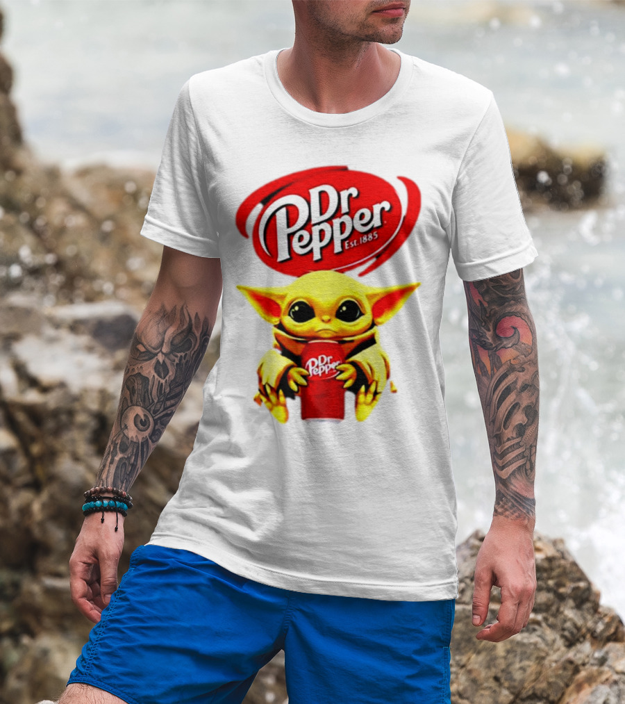Dr Pepper Baby Yoda Holding Soda Can T-Shirt