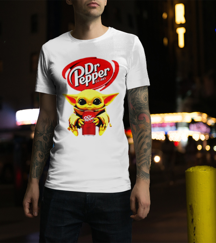 Dr Pepper Baby Yoda Holding Soda Can T-Shirt