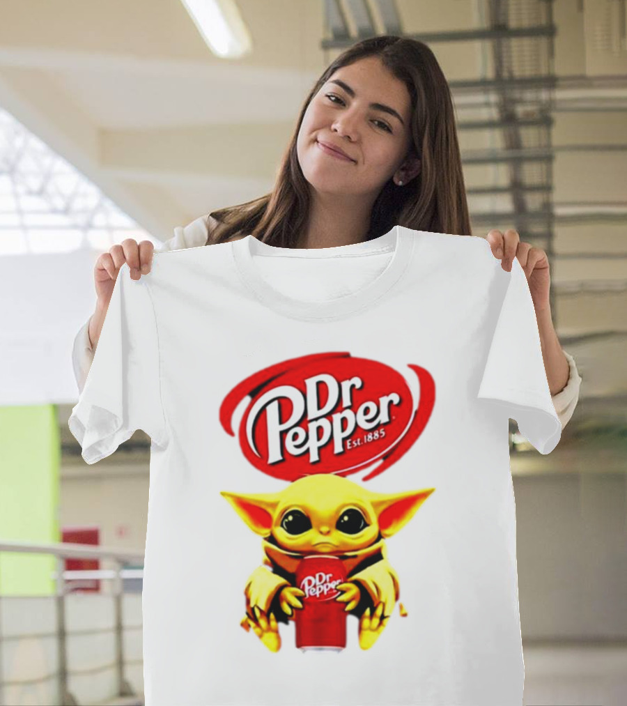 Dr Pepper Baby Yoda Holding Soda Can T-Shirt