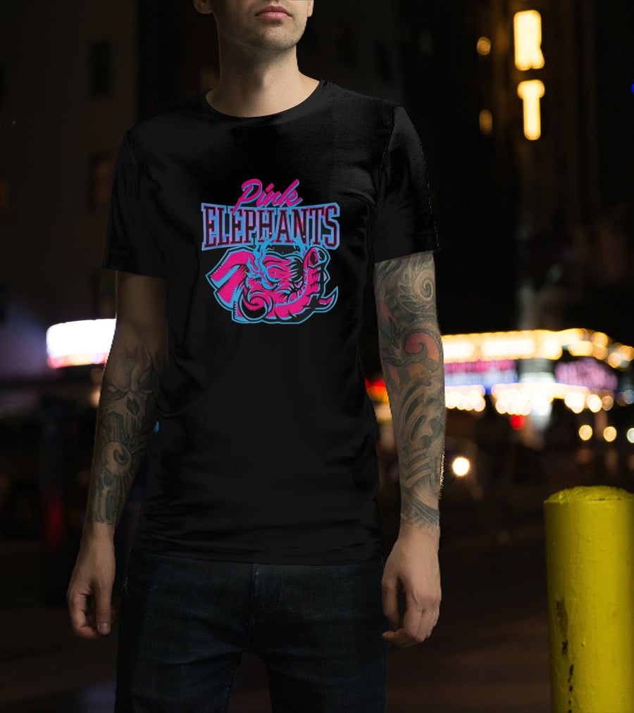 Pink Elephants Neon Retro T-Shirt