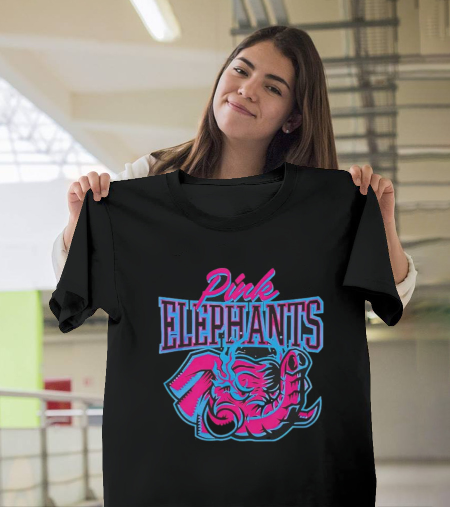 Pink Elephants Neon Retro T-Shirt