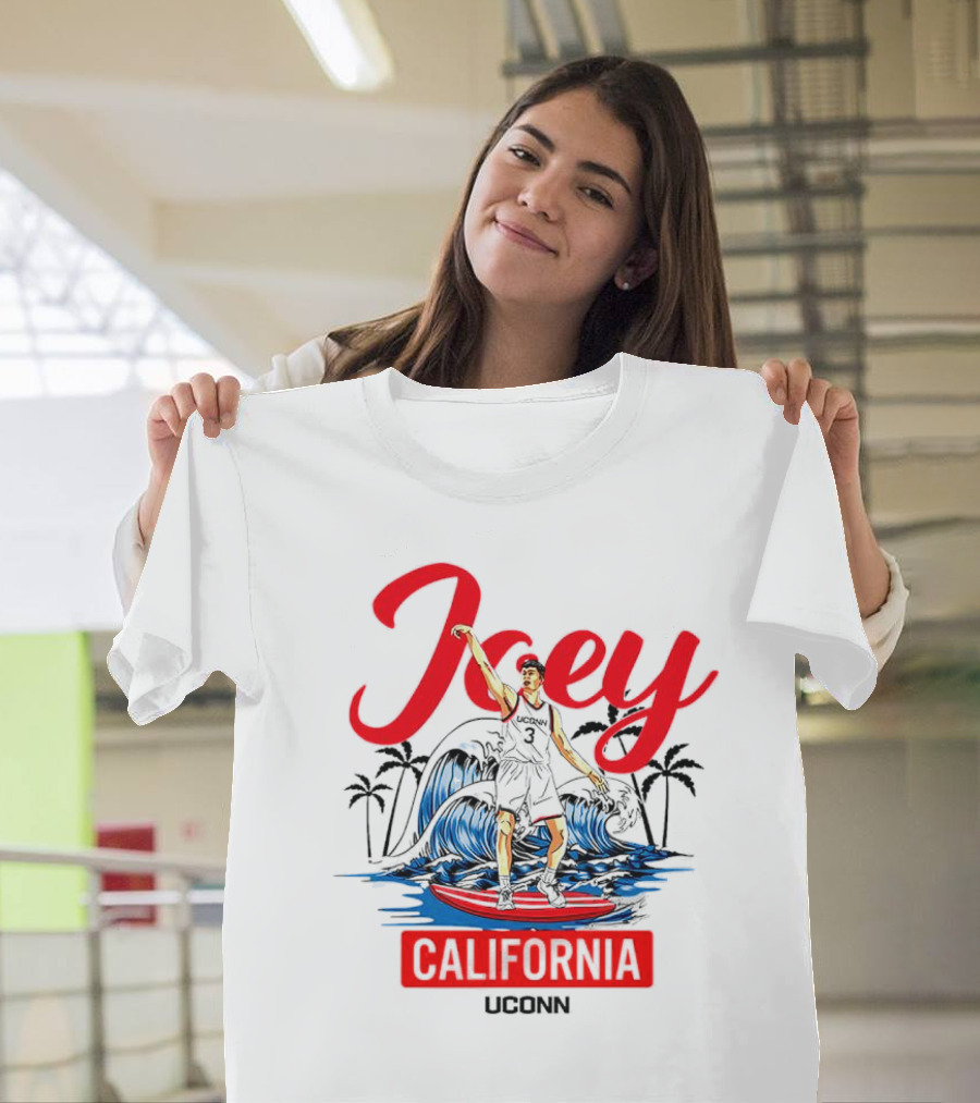Joey Surfing California Uconn Basketball Waves Palm Trees T-Shirt