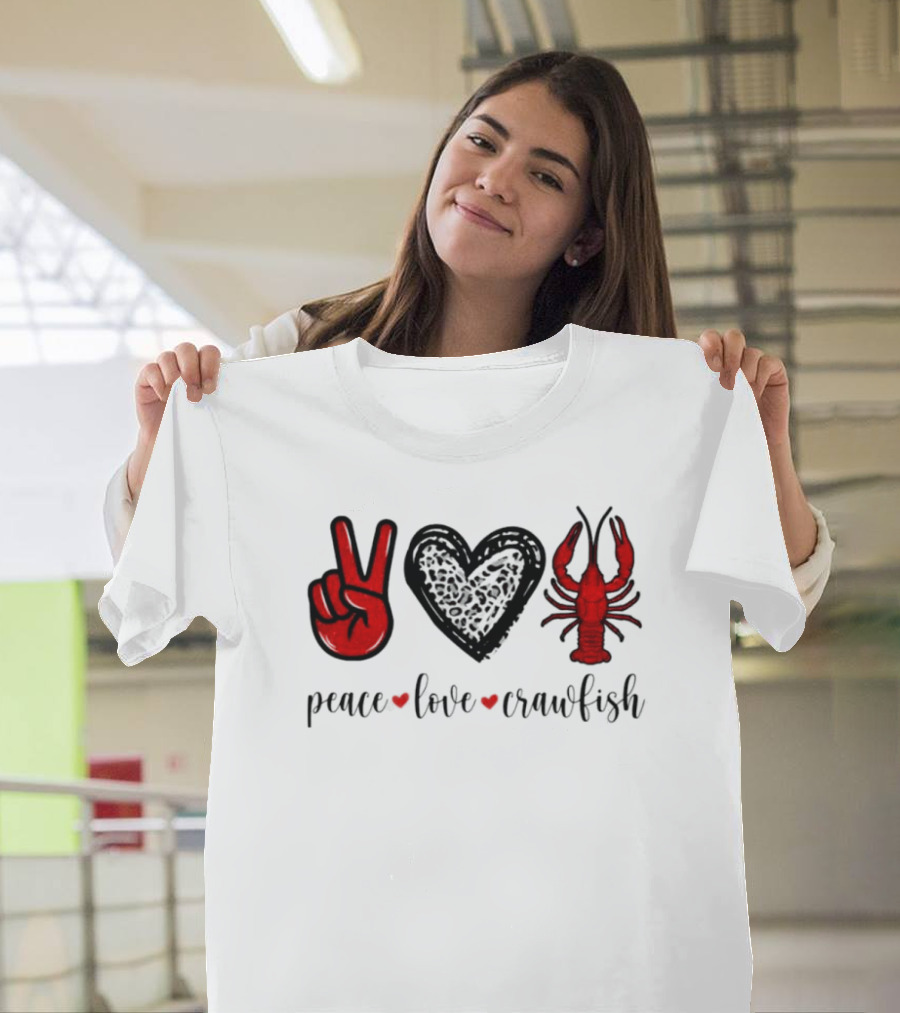 Peace Love Crawfish Iconic Symbols T-Shirt