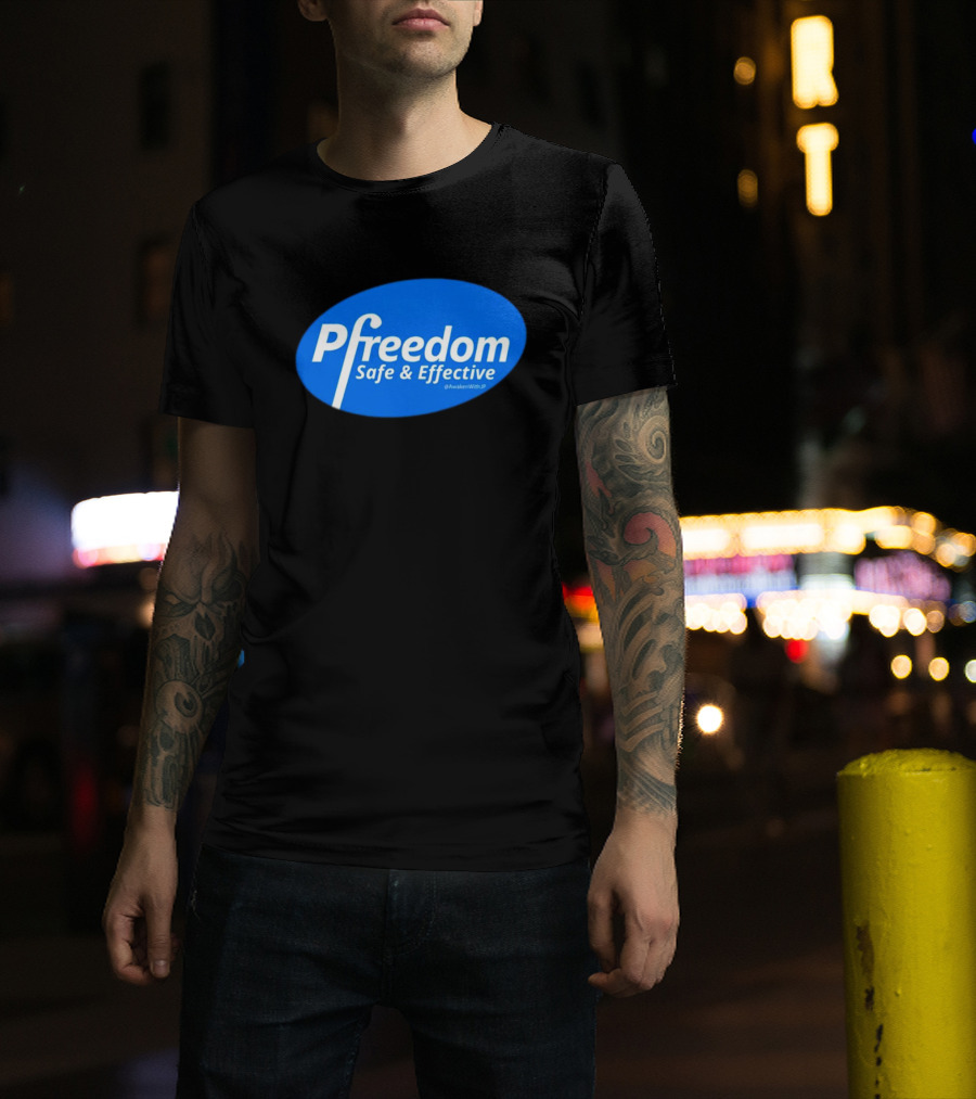 Pfreedom Safe And Effective @AwakenWithJP Blue Oval T-Shirt